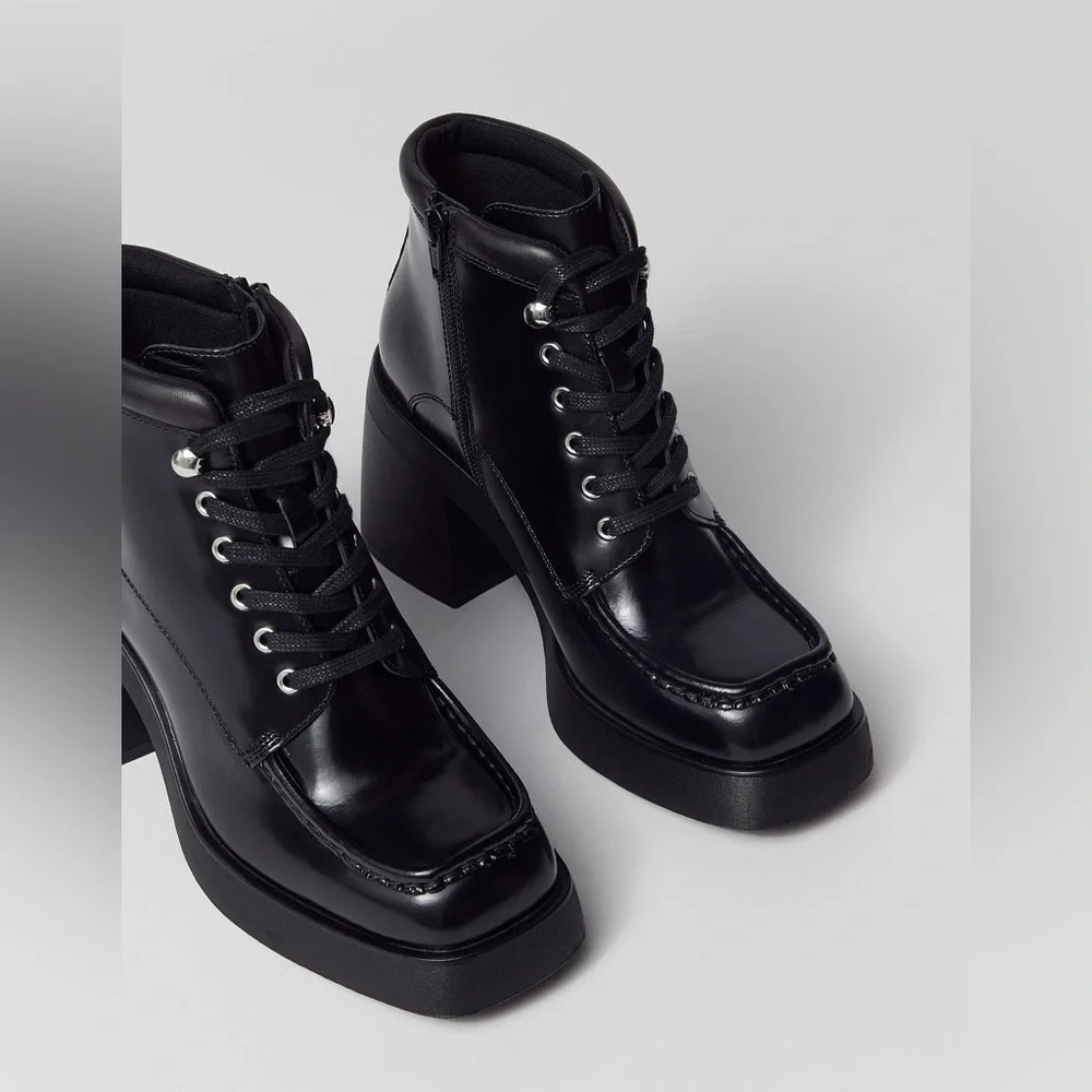 NEW☄️Vagabond Shoemakers Brooke Lace-Up Square Toe Ankle Boot, Black Size 8|38